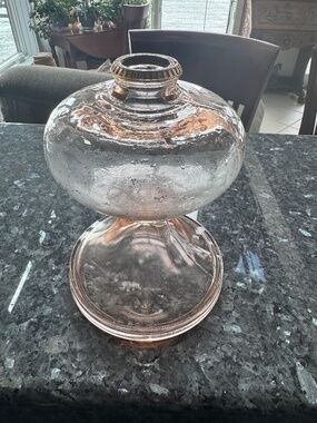 Gorgeous Very Rare Pink  Oil Kerosene Stand Lamp With Newer Electric insert